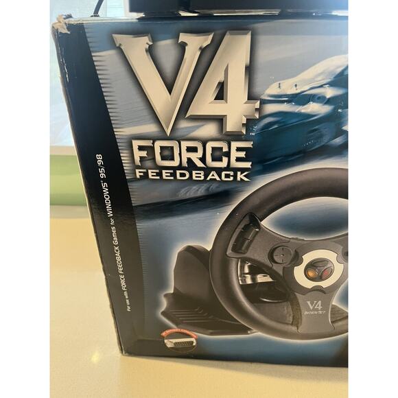 RARE Interact V4 Force Feedback Steering Wheel Pedals For PC Games Windows 95/98 - Picture 5 of 11